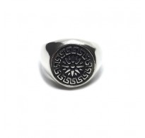 R002254 Genuine Sterling Silver Men's Ring Compass Meanders Solid Stamped 925 Handmade